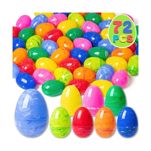 OleFun 48 PCS Plastic Empty Easter Eggs, 3.15'' Large Bulk Painted Easter Egg...