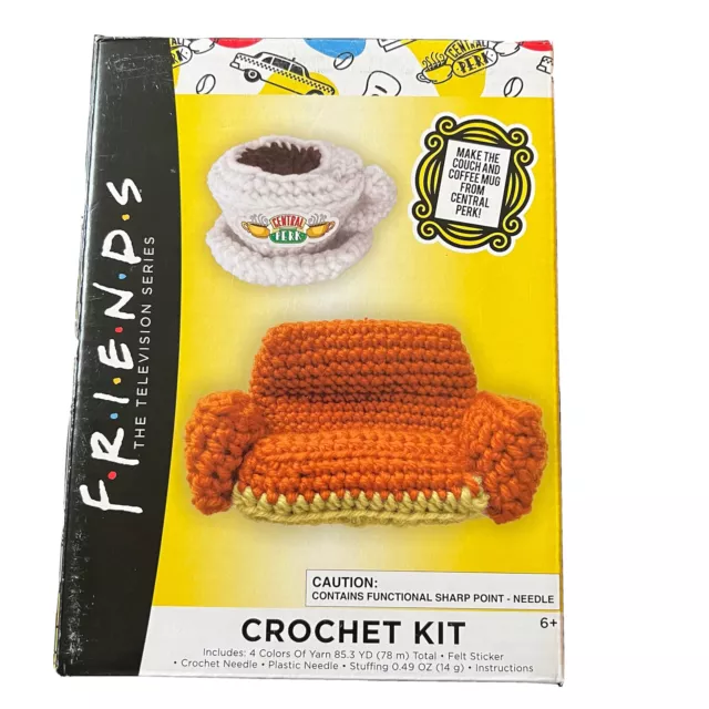 Sofá de crochet naranja programa de televisión Friends y kit de taza de café Central Perk
