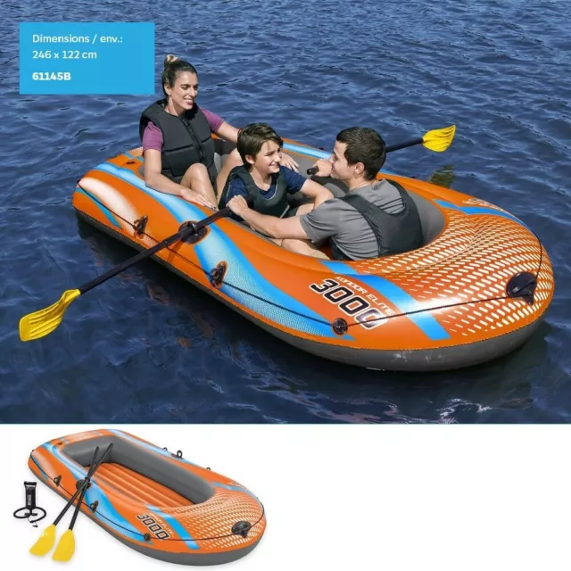 Bateau gonflable avec paire de rames et pompe à main - longueur 246 cm
