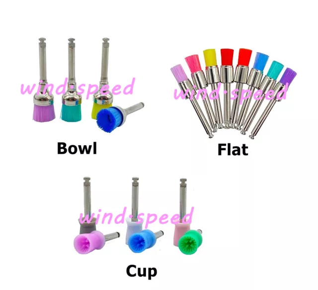 Dental Nylon/Rubber Polishing Brush Flat Bowl Polisher Prophy Cups Latch Type