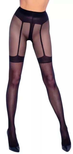 Collant effetto Reggicalze Sexy Lingerie calza nera aperta a cavallo 30 denari