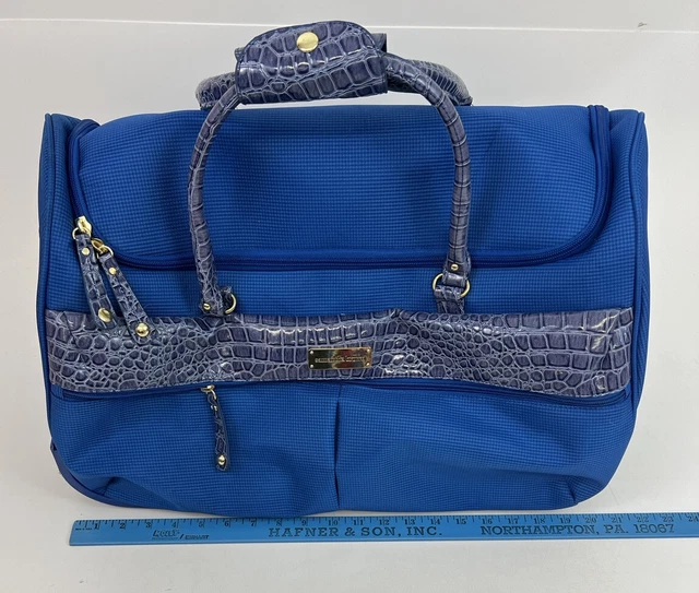 Samantha Brown Rolling Embossed Baby Croc Wheeled Weekender Blue 3