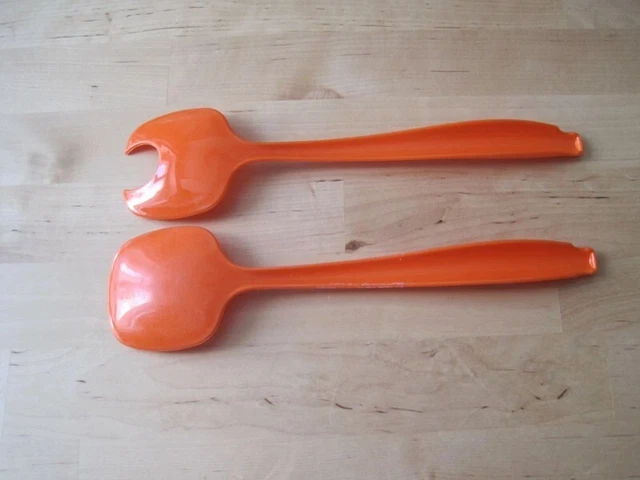 Couverts à Salade Vintage En Plastique Vert - Lot De 2 Pièces, Cuisine Rétro
