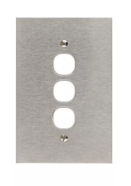 Clipsal BSL33VH Switch Grid Plate Cover 3 Gang Stainless Steel B Style 130x85 mm