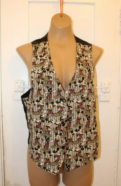 DISNEY Mickey Mouse Unlimited Allover Print Vest Vintage Adult One Size EUC USA