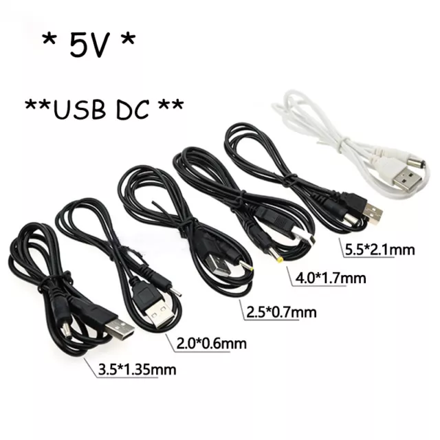 USB DC 5V 5.5mmx2.1mm and 3.5mmx1.35mm Jack Charger Power Cable For Plug Adapter