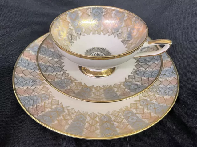 Winterling Roslau Bavaria Trio Tea Cup Set Saucer Plate With Retro Design