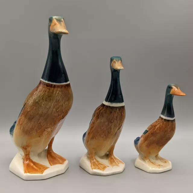 Vtg Beswick Mallard Duck 756-1, 756-2, 756-2A Standing Duck Set of 3 Figurines 2