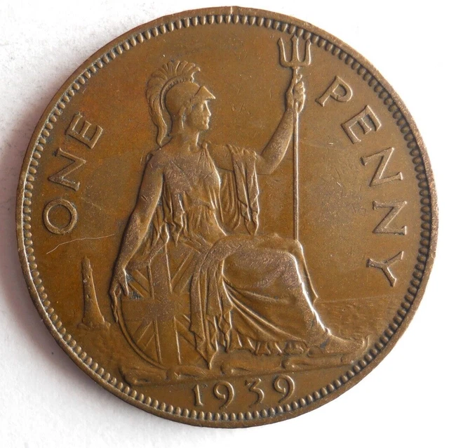 1939 GREAT BRITAIN PENNY - Excellent Coin - FREE SHIP - Bin #345