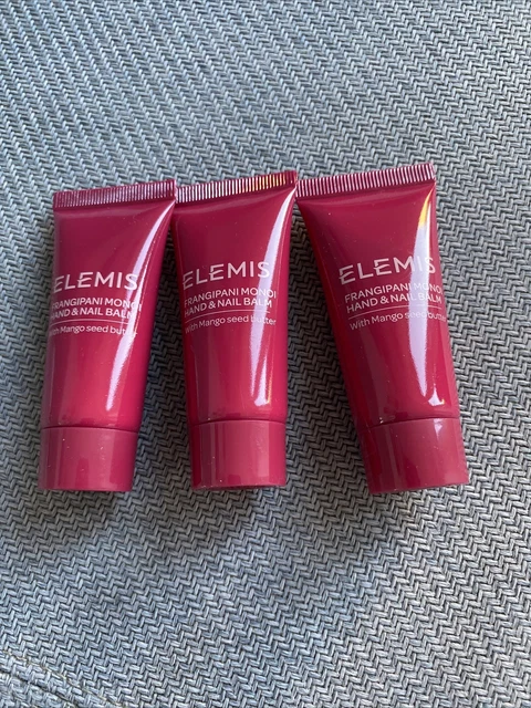 3 Elemis Frangipani Monoi bálsamo para uñas de mano 15 ml mini bolso de viaje tamaño
