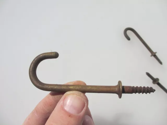 Victorian Brass Coat Hook Hanger Old Vintage Antique Storage 3"D - £5each