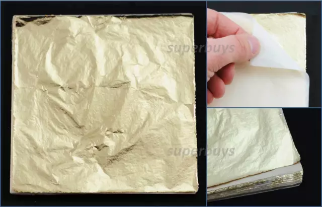 100pcs Gold Metal Leaf Sheets 14cm Leaves Gild Gilding Decoration Imitation Foil