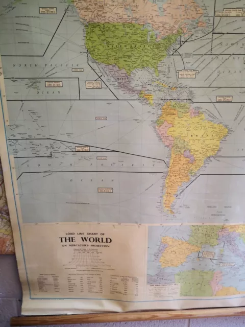 George Philip UK Load Line Chart Of The World Maritime Map 5 X 4ft Wall Display