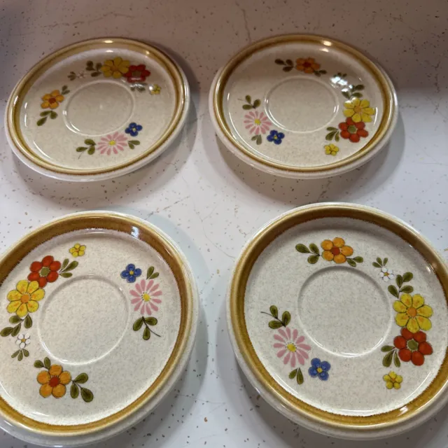 Vintage Mikasa Stone Manor Floribunda Saucer Small Plate Japan 6.5" Set Of 4