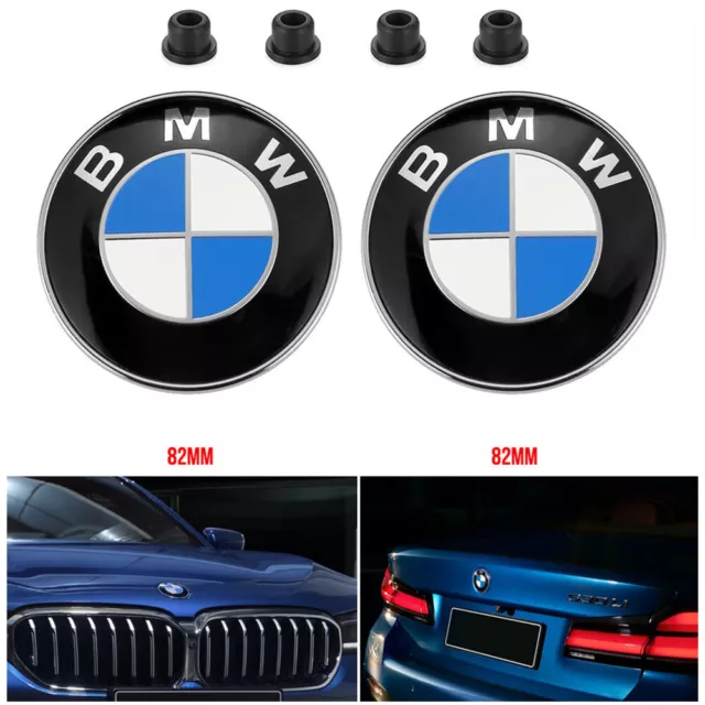 82/74mm Emblem Set V+H Motorhaube Kofferraum+4x Stecker Tüllen Für BMW E36 E46