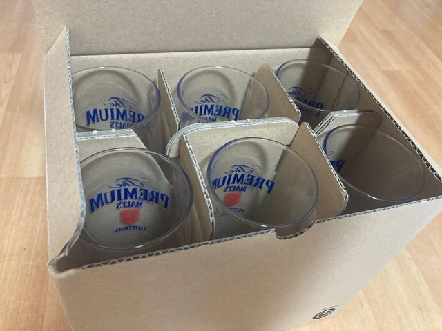 SUNTORY Premium Malt's Tumbler Glass Set of 6 - 380ml 12.85oz - NEW w/Box