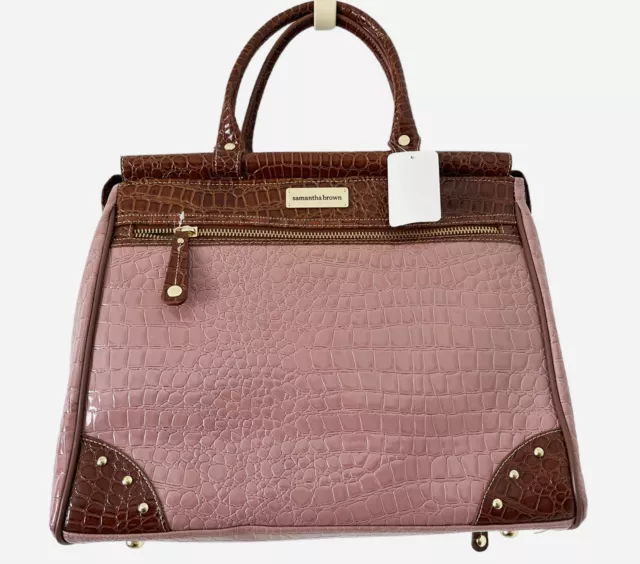 Samantha Brown Croco-Embossed Dowel Travel Bag (Mauve) RARE Old Stock