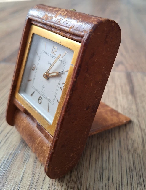 Réveil De Voyage Luxor Vintage - Boîtier Cuir Bleu, Mécanique Suisse