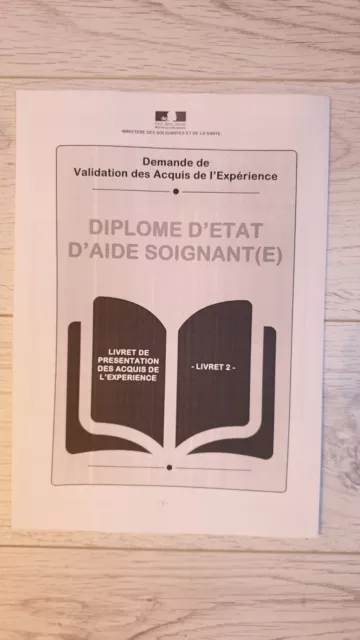 Livret 2 VAE AS aide soignant 2023 Nouvelle réforme validé + oral  + ENVOI MAIL