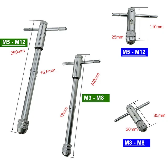 8 HSS Gewindebohrer Schneideisen M3 x0,50 Halter Gewinde Knarre