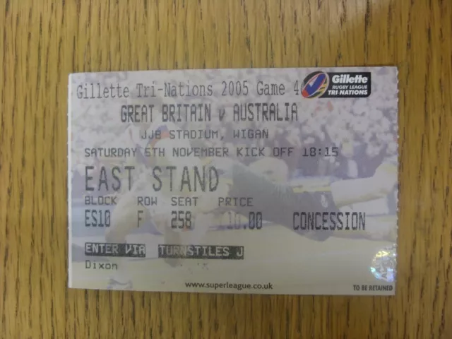 05/11/2005 Ticket: Rugby League - Great Britain v Australia [Tri-Nations] [At Wi