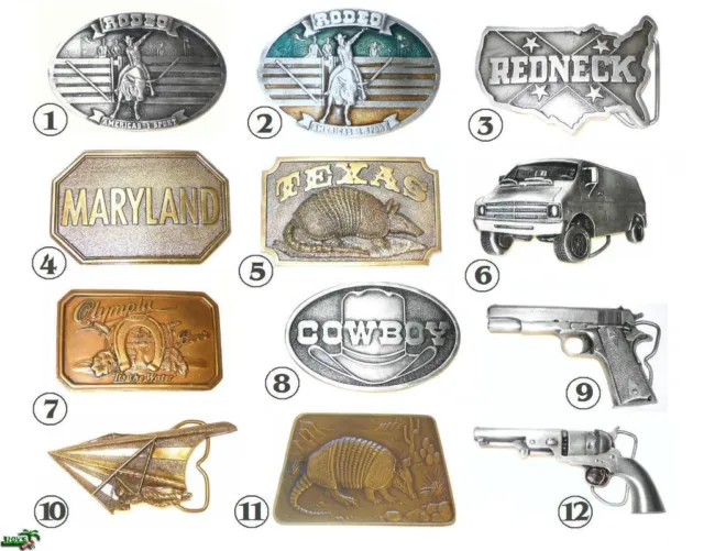 Belt Buckle/ Gürtelschnalle Western, Cowboy, Gun / Pistole, Rodeo, Van, USA Neu
