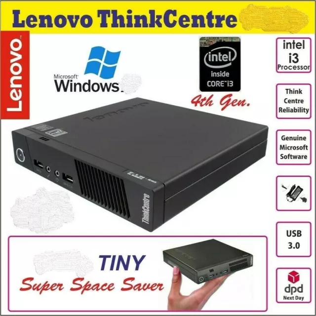 Lenovo Thinkcentre M73 Core i3-4thG @2.9GHz 8GB RAM 120GB SSD Win10 tiny mini PC