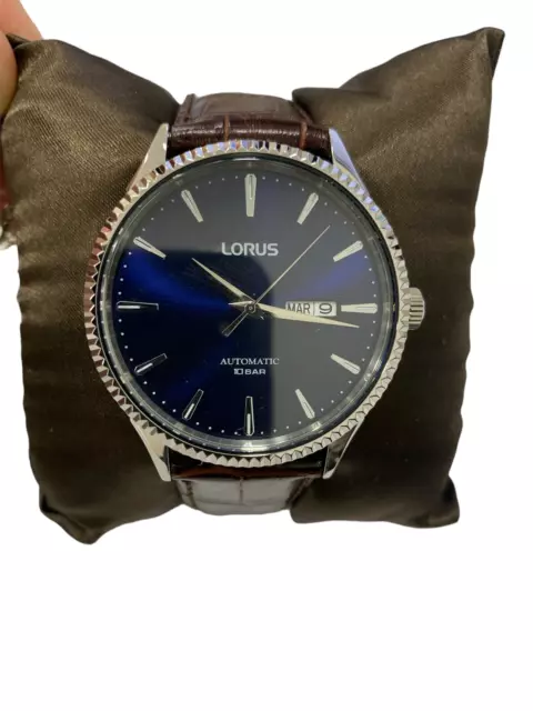 LORUS orologio da polso automatico per uomo con cinturino in pelle marrone