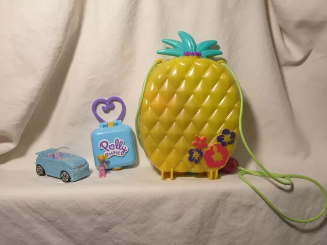 Polly Pocket Tropicool Pineapple Purse Compact Playset Mattel 2019 Car Mini Lot