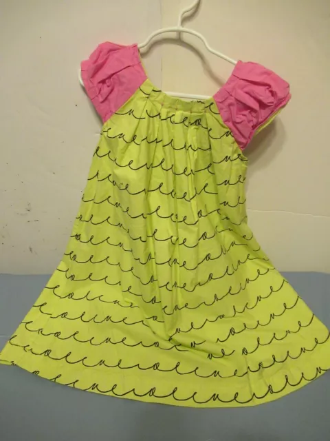 P35 Girls size 6 Yellow Pink and Black fully Lined Dress Button Back Rosie Olive
