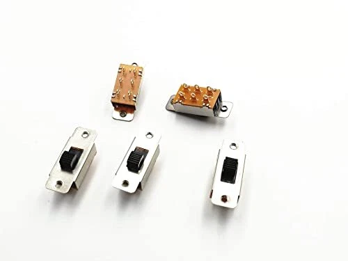 5 Pcs On/off/on 3 Position Dpdt 2p2t Pcb Panel Slide Switch 6a/125v 3a/250v Ac C