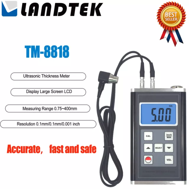 TM-8818 Portable Digital Ultrasonic Thickness Meter Glass PVC Tester Pipe✦Kd