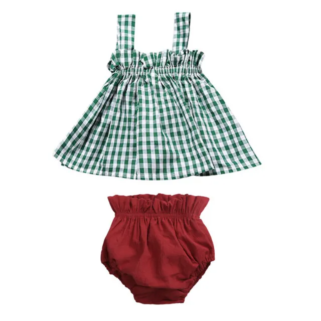 Pantaloncini a quadretti con arricciature neonate bambini neonati abiti estivi set abiti 8