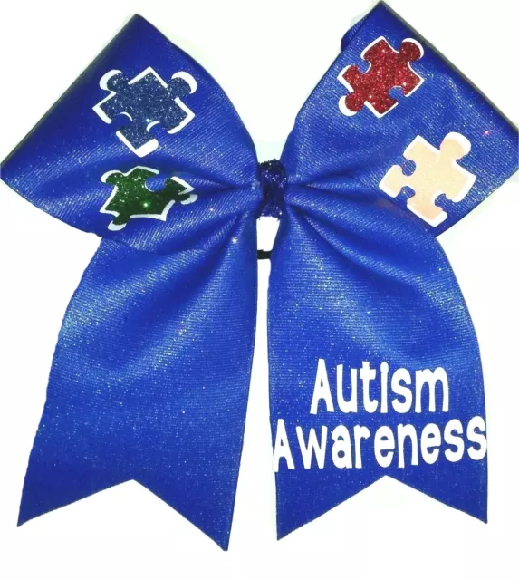 Autism Awareness  Cheer Hair Bow