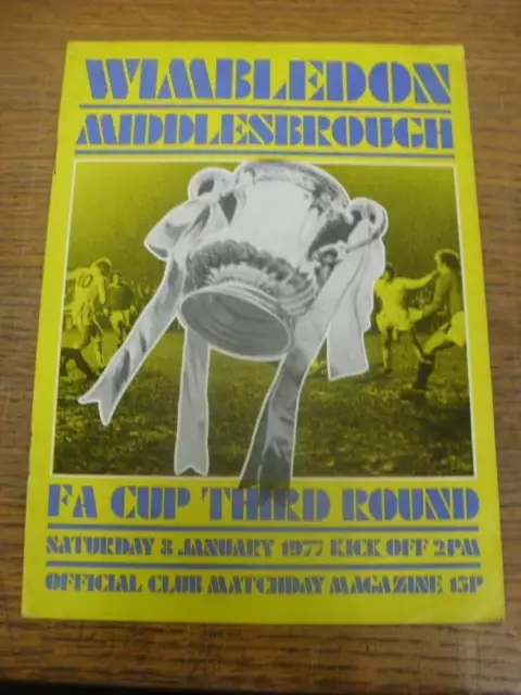 08/01/1977 Wimbledon v Middlesbrough [FA Cup]