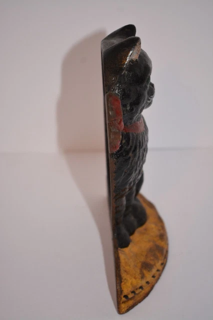 Antique Cast Iron Black Cat on Pillow Red Bow Doorstop Door Stop 6
