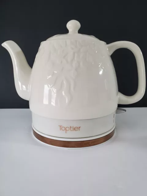 Toptier Electric Ceramic Tea Kettle, Boil Water Quickly and Easily, Detachable