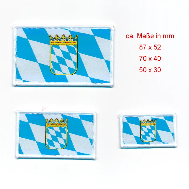 Aufnäher Patch Bayern-Flagge Mit Löwe, 8 X 6 Cm, Zum Aufbügeln Oder Aufnähen, Hochwertige Stickerei