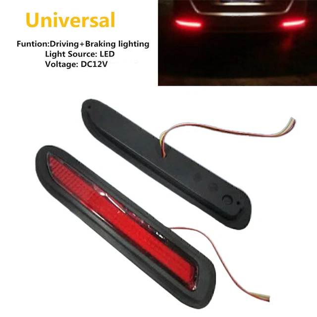 12V Red Lens LED Truck Cab Car Rear Bumper Reflectors Taillight Brake Fog Light