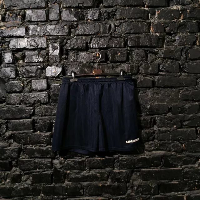 Umbro Vintage Football Shorts Black Monogram Polyester Mens Size XL