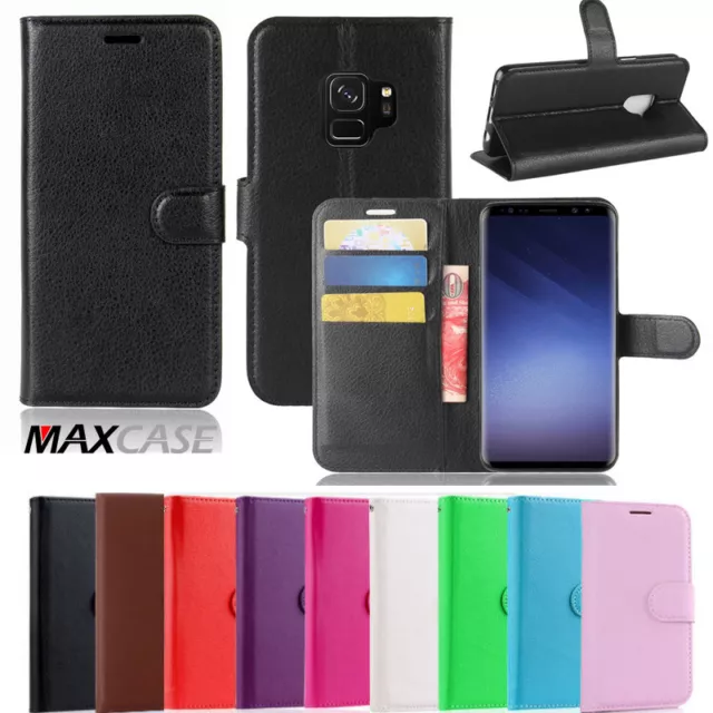 Fo Samsung Galaxy A8 2018 + Plus MAXCASE Premium Leather Wallet TPU Case Cover