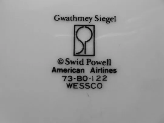 Bol et assiette vintage première classe American Airlines Swid Powell Gwathmey Siegel 2