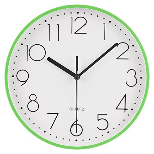 Topkey Orologio da parete silenzioso rotondo con numeri arabi da 22,9 cm, (E7G)
