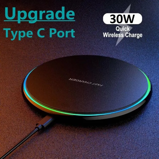 AU 30W Wireless Charger Fast Charging Pad Dock For All Smart Android Phones