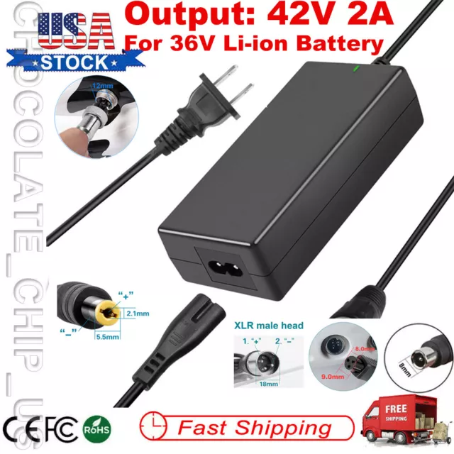 Charger Power Adapter for 36V Electric Bike E-bike Scooter Li-ion Battery 42V 2A