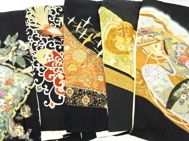 45262# Japanese Kimono / Antique Tomesode / Set Of 5
