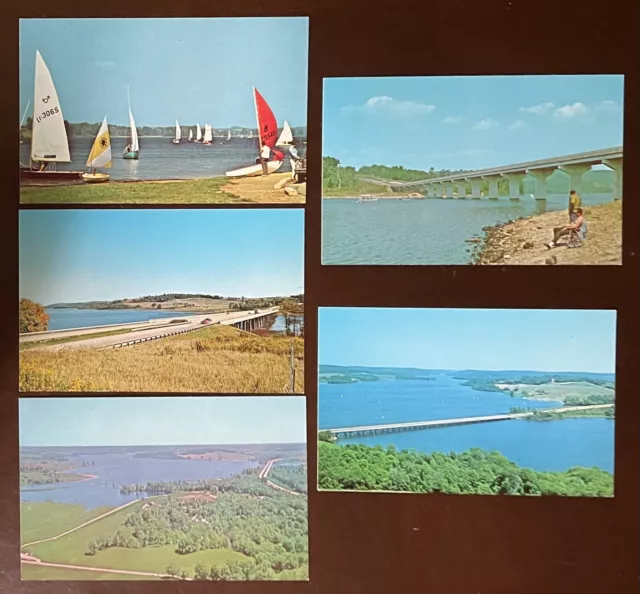 LAKE ARTHUR MORAINE STATE PARK PENNSYLVANIA Postcard Lot Aerial Causeway Sailing