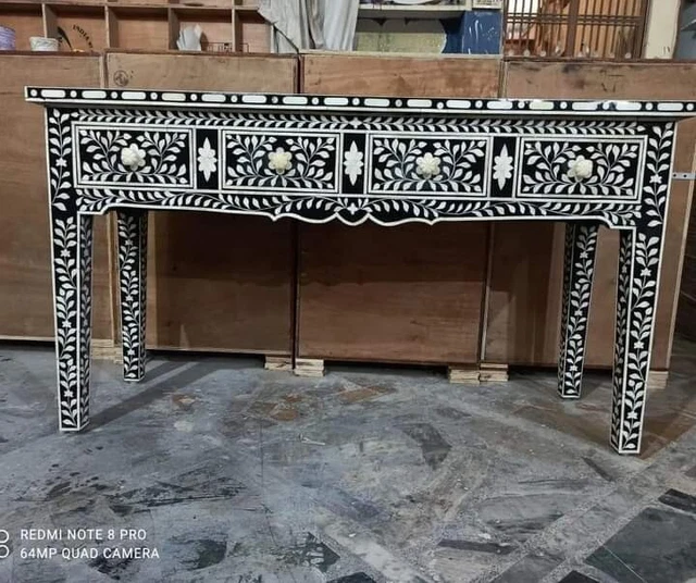 designer Double Drawer Solid Wood Natural colour Console Table