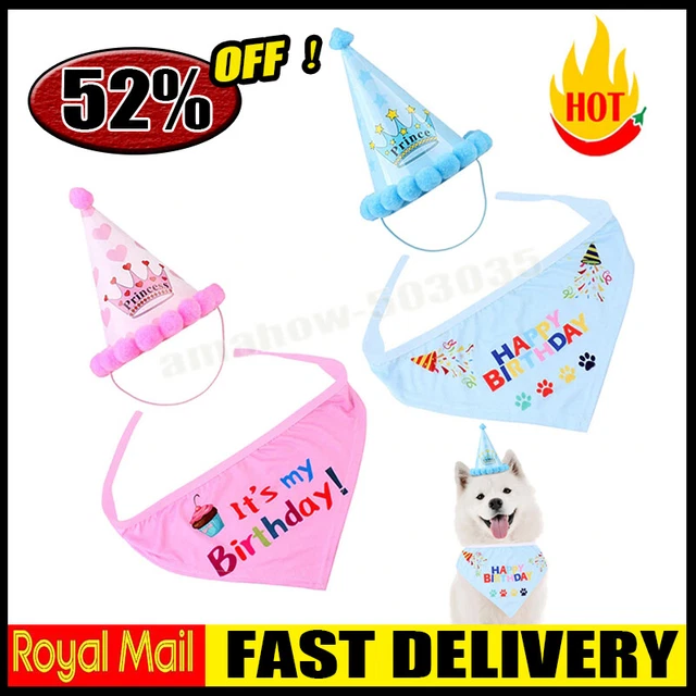 PET PUPPY HAPPY Birthday Hat Dog Cat Bandana Neckerchief Ties Party