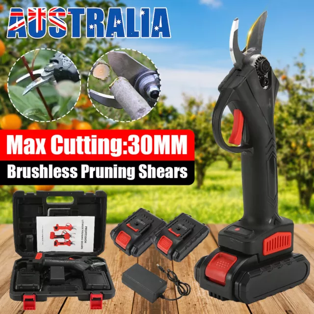 Cordless Rechargeable Electric Pruning Shears Secateur Branch Cutter & 2 Battery